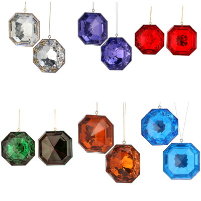 4" Acrylic Precious Gem Ornament Set | Round and Square | Choice of Colors | Set of 2 Assorted -MTX67413 Regency
