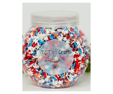 150g Patriotic Flag Polymer Clay Faux Sprinkle Mix - Ideal for Fake Bakes, Clay Art, Slime - Vibrant and Festive TCTCrafts