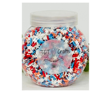 Load image into Gallery viewer, 150g Patriotic Flag Polymer Clay Faux Sprinkle Mix - Ideal for Fake Bakes, Clay Art, Slime - Vibrant and Festive