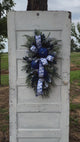 Elegant Blue & White Winter Wonderland Swag with Sequin Ornaments, 36x25 Holiday Door Decor by TCT Crafts