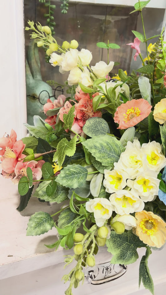 Wildflower Poppy Arrangement Faux Flowers 22 Inch Centerpiece