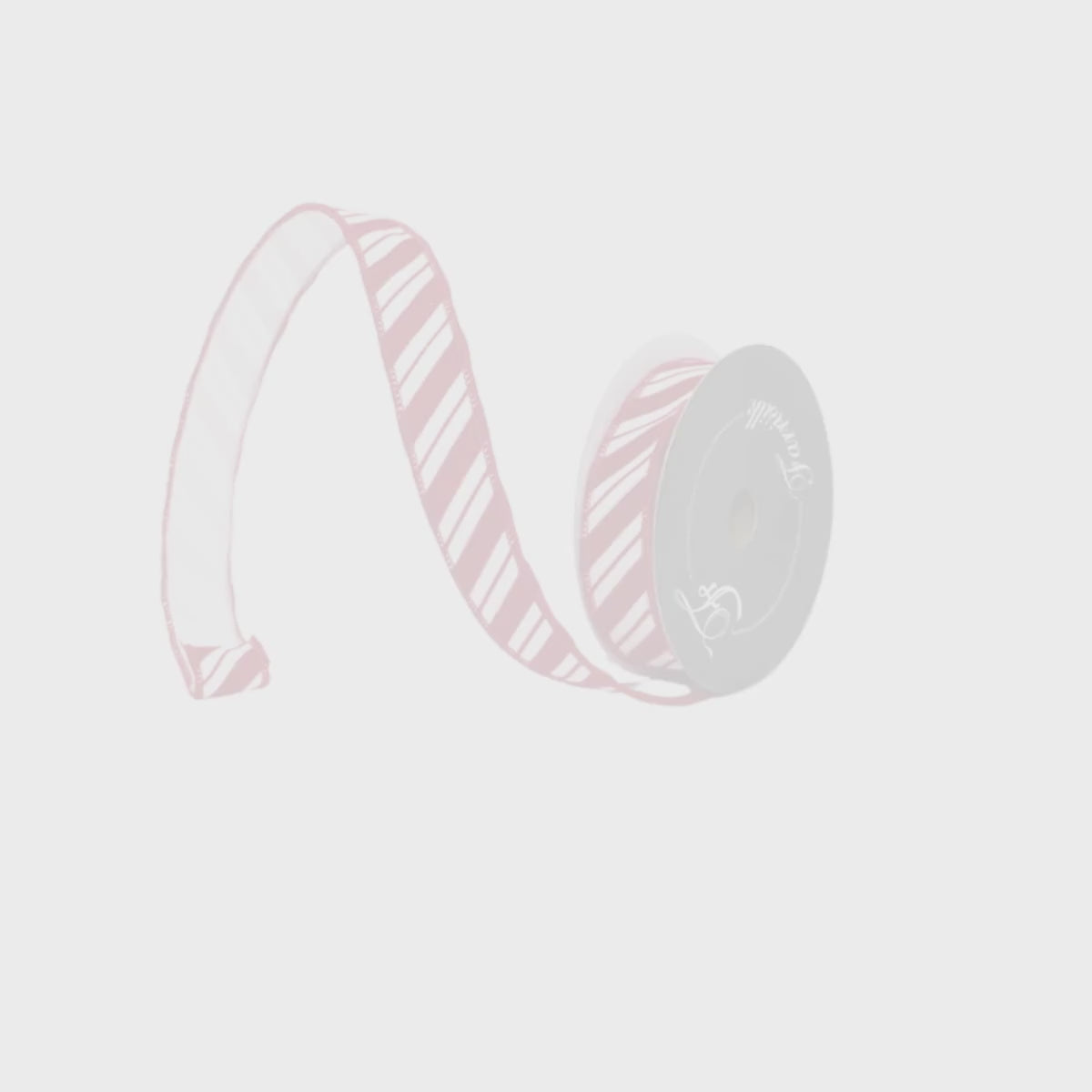 Farrisilk 1" Red White Candy Cane Stripe Wired Ribbon-RS316-02