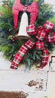 Angel Bell Christmas Wreath | Plaid Ribbon Holiday Door Wreath