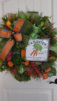 Easter Bunny Carrot-Themed Deco Mesh Wreath - Green & Orange Easter Spring Decor - TCT Crafts Seasonal Decor
