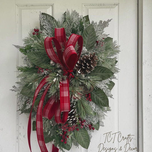 Christmas Holiday Swag 32 Inch Door Decor