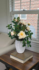 Artificial Cream Rose Arrangement in Cement Planter