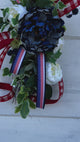 Patriotic Door Hanger Swag, 22x10 Red White and Blue Floral Decoration, Small American Pride Accent for Home by TCT Crafts