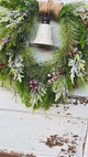 Rustic Winter Pine Wreath with White Liberty Bell | Farmhouse Christmas Decor