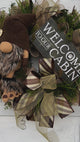 Rustic Gnome Cabin Welcome Wreath, 27x23 Handmade Gnome Door Decor, Rustic Cabin Door Decor, Woodland Wreath by TCT Crafts