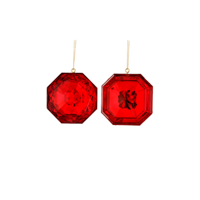 4" Acrylic Precious Gem Ornament Set | Round and Square | Choice of Colors | Set of 2 Assorted -MTX67413 Regency