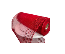 Load image into Gallery viewer, RY850724-10.25&quot; x 10yd Red Tinsel Foil Wide Border Mesh