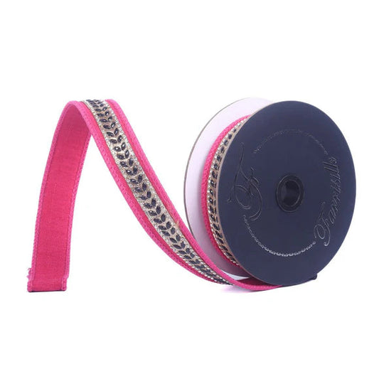 Farrisilk Glamourween Hot Pink Wired Ribbon 1 Inch 5 Yards-HR062-15 Farrisilk