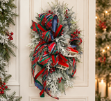 Tartan Plaid Ice Skate Swag | Red Blue Christmas Door Decor | 34"Lx18"Wx13"D-2205 TCT Crafts Designs & Decor