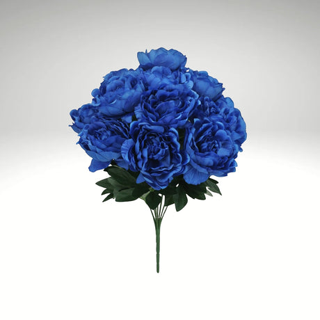 TCTCrafts artificial blue peony bush with 12 blooms and green foliage, 20 inches tall, for arrangements and decor.
