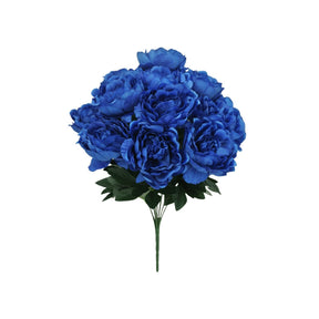 TCTCrafts artificial blue peony bush with 12 blooms and green foliage, 20 inches tall, for arrangements.