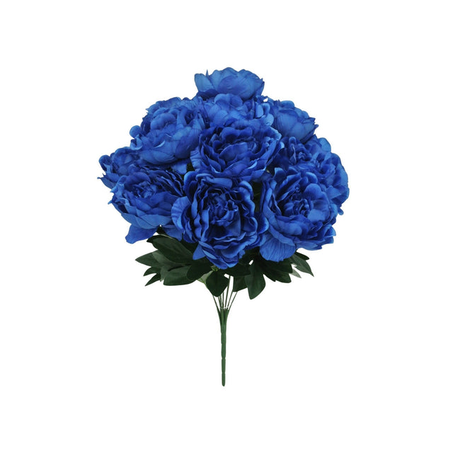 TCTCrafts artificial blue peony bush with 12 blooms and green foliage, 20 inches tall, for arrangements.