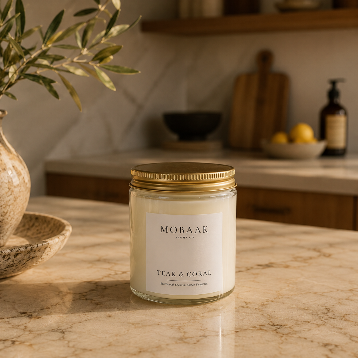 Teak & Coral Candle Mobaak Aromatherapy Shoppe