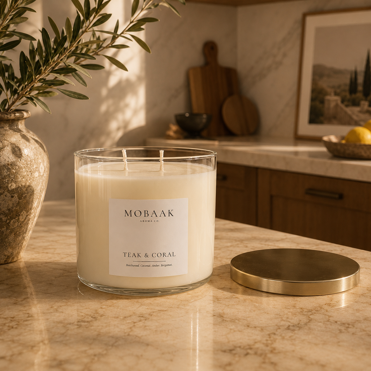 Teak & Coral Candle Mobaak Aromatherapy Shoppe