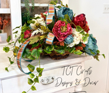 Moody Blue Burgundy Fall Centerpiece Luxury Autumn Basket Decor TCT Crafts