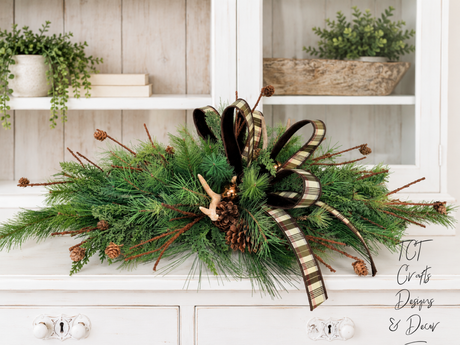 Woodlands Antler Pine Table Centerpiece - Farrisilk Ribbon-2191 TCT Crafts Designs & Decor