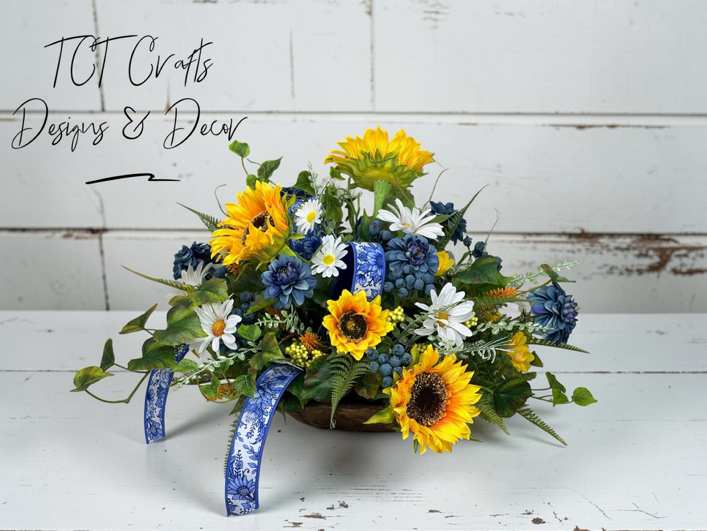 Sunflower Chinoiserie Floral Arrangement 22 Inch Decor TCT Crafts
