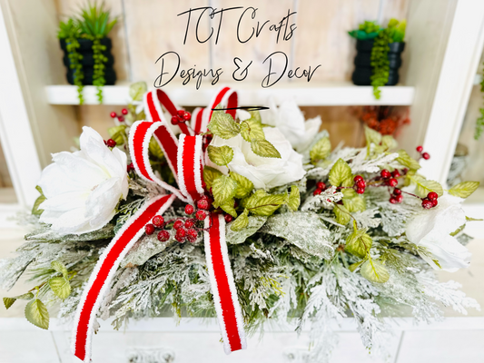 XL Snowy Magnolia Christmas Centerpiece – Winter Table Arrangement TCT Crafts