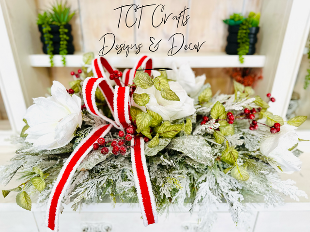 XL Snowy Magnolia Christmas Centerpiece – Winter Table Arrangement TCT Crafts