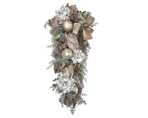 Rose Gold & Gray Designer Teardrop Christmas Swag-TCT1427