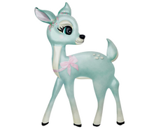 Load image into Gallery viewer, Enchanting 9.5&quot;Lx13&quot;H Embossed Metal Christmas Bambi Deer Sign in Mint Green-MD079650