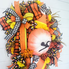 Load image into Gallery viewer, TCT1389-Large Halloween Candy Corn Pumpkin Wreath