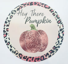 Load image into Gallery viewer, TCT1395-11.75&quot; Round Metal &quot;Hey There Pumpkin&quot; Pink Fall Pumpkin Sign