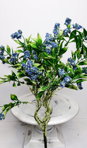 4838-B Mini Pom-Pon Bush,Artificial Flower Bush-Blue - TCTCrafts
