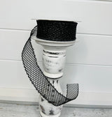 1.5"x10YD Black Glitter Netting Wired Ribbon - Sparkling Glamour for Crafts, Wreathmaking, and Decor-(71113-09-21) TCT Crafts