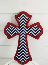 Load image into Gallery viewer, AB237442-14.5&quot;x10.625&quot; MDF Chevron Cross-Red/White/Navy Blue - TCTCrafts