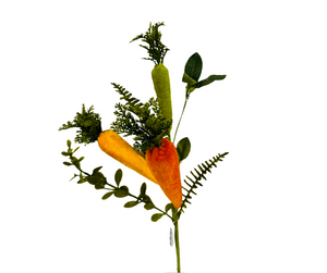 Velvet Easter Carrot Leaves Pick - Vibrant Spring Accent-182093