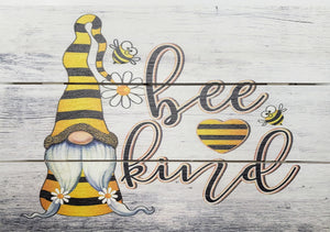 CM2129-12"x8" "Bee Kind" Gnomies and Bee Wooden Sign,Wooden Sign for wreath - TCTCrafts