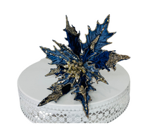 Load image into Gallery viewer, Elegant Blue and Champagne Velvet Poinsettia Stem - 21&quot;L-XS3905