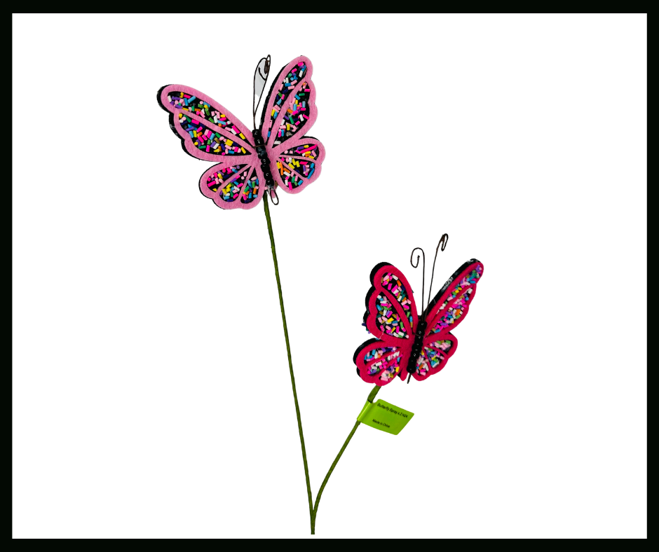 24" Pink Butterfly Spray - Vibrant Artificial Floral Accent - Perfect for Home Decor, Weddings, Parties, and Crafts-63286PK TCT Crafts