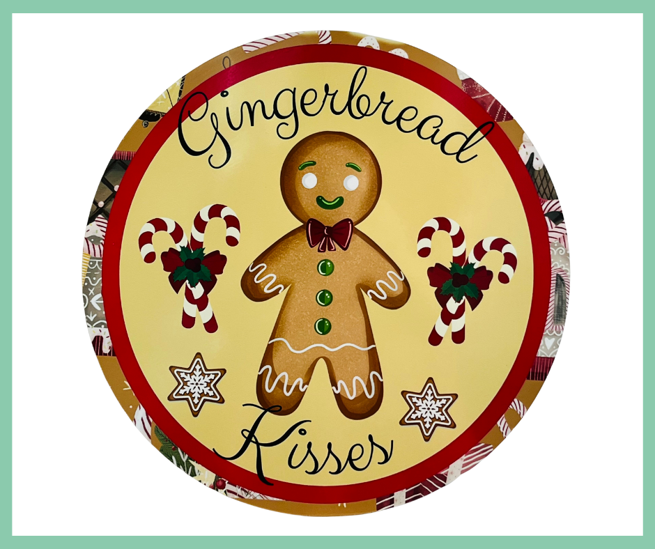 11.75 inch Christmas Gingerbread Man round metal sign -TCT1554