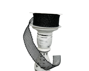 1.5"x10YD Black Glitter Netting Wired Ribbon - Sparkling Glamour for Crafts, Wreathmaking, and Decor-(71113-09-21) TCT Crafts