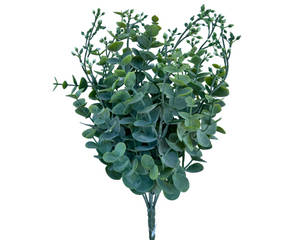Natural and Elegant: 14"L Artificial Seeded Eucalyptus Bush - Green/Ivory-PF172353