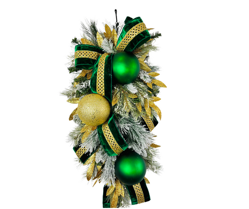 Emerald Green/Gold Elegant Christmas Swag/Wreath-TCT1584