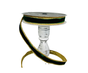 1"x10YD Emerald Green/Gold Royal Velvet Farrisilk Wired Ribbon-RG809-55