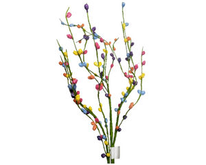 Whimsicial Delight: 29"L Flocked Willow Floral Spray Multi-Colored-HE4120