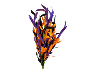 24" Halloween Wild Eva Grass Bush - Orange, Purple, and Black Foam Floral Pick for Halloween Decor, Wreaths, and Arrangements- HH1218