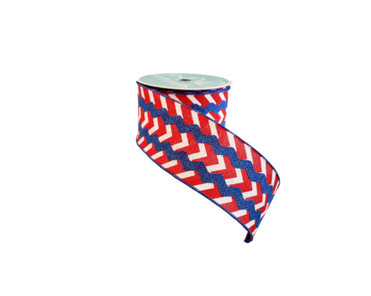 Patriotic Pride: 2.5"x10YD Ric Rac Stripe/Chevron Ribbon - Red/White/Blue-RG2050A1 TCT Crafts