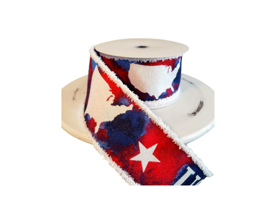 RG08399A1-2.5"x10YD Patriotic Watercolor Drift-Red/White/Blue Craig Bachman