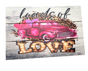 "Loads of Love" Valentine's Day Truck Wooden Sign with Rope-CM2128