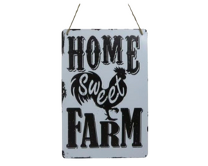 "Home Sweet Farm" Rooster Metal Sign - Rustic Farmhouse Decor-CM2201