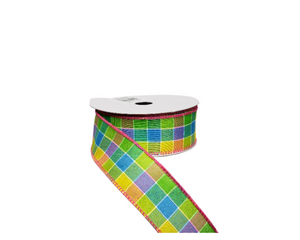 1.5"x10yd Bright Check Spring Ribbon - Vibrant Colors for Your Spring Creations-RGA1859